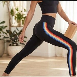 Spiritual Gangster Black Activewear leggings with Rainbow on the side